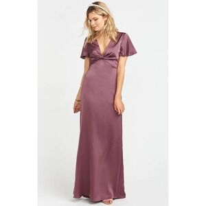 Show Me Your Mumu Rome Twist Gown Dusty Plum Luxe Satin XXS